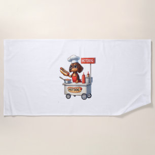 Funny Dachshund Sausage Dog Weenie Hotdog Sandwich Beach Towel