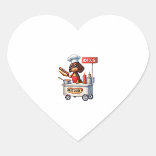 Funny Dachshund Sausage Dog Weenie Hotdog Sandwich Heart Sticker