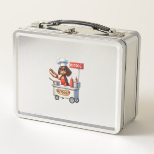 Funny Dachshund Sausage Dog Weenie Hotdog Sandwich Metal Lunch Box