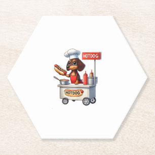 Funny Dachshund Sausage Dog Weenie Hotdog Sandwich Paper Coaster