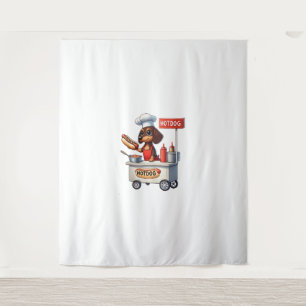 Funny Dachshund Sausage Dog Weenie Hotdog Sandwich Tapestry