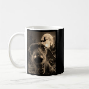 Funny Dachshund Selfie Full Moon Flying Witch Coffee Mug