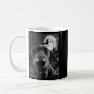 Funny Dachshund Selfie Full Moon Flying Witch Coffee Mug