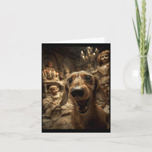 Funny Dachshund Selfie Y Dolls Spooky Halloween Card