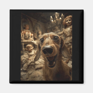 Funny Dachshund Selfie Y Dolls Spooky Halloween Magnet
