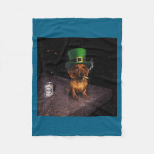 Funny Dachshund Smoking Meme Gen Graphic Art Fleece Blanket