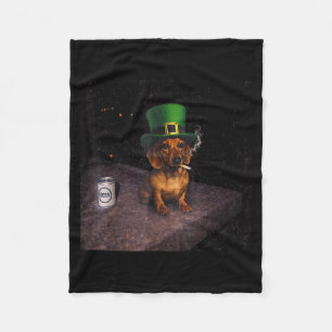 Funny dachshund smoking meme gen z dog meme fleece blanket