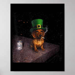Funny dachshund smoking meme gen z dog meme poster