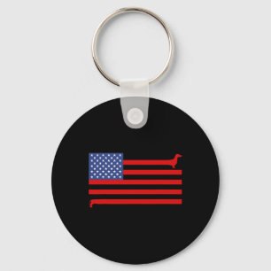 Funny Dachshund Usa Flag 4th Of July Patriotic Dox Key Ring