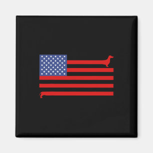Funny Dachshund Usa Flag 4th Of July Patriotic Dox Magnet