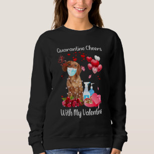 Funny Dachshund Wear Mask Heart Valentine's Day 20 Sweatshirt