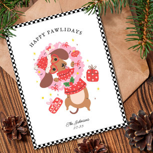 Funny Dachshund Wiener Christmas  Holiday Card