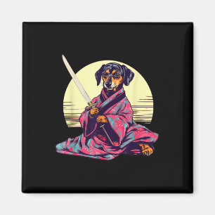 Funny Dachshund Wiener Dog Japanese Tattoo Ukiyoe  Magnet