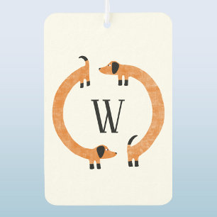 Funny Dachshund Wiener Sausage Dog Monogram Car Air Freshener