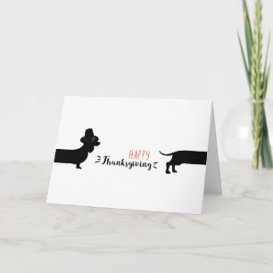 Funny Dachshund with pilgrim hat halloween Card