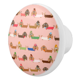 Funny Dachshunds Ceramic Knob