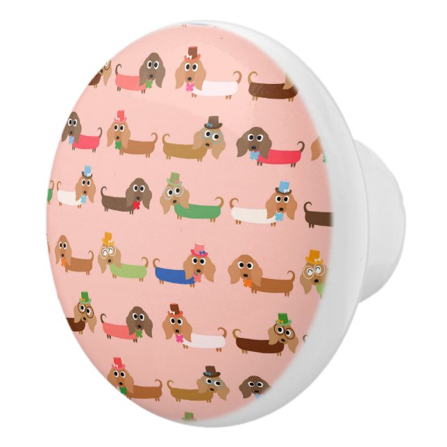 Funny Dachshunds Ceramic Knob (Right)