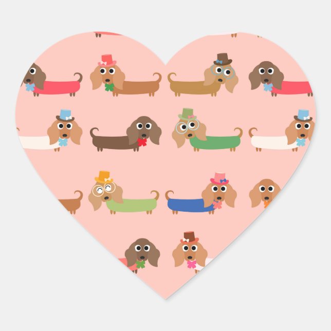 Funny Dachshunds Heart Sticker (Front)