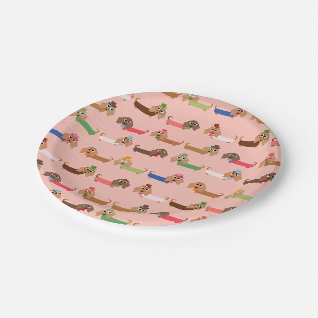 Funny Dachshunds Paper Plate (Angled)