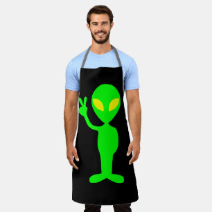 FUNNY DAD ALIEN PEACE SIGN KITCHEN APRON
