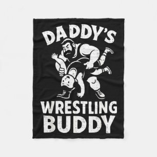 Funny Dad And Son Daughter Kids Wrestling Wrestler Fleece Blanket