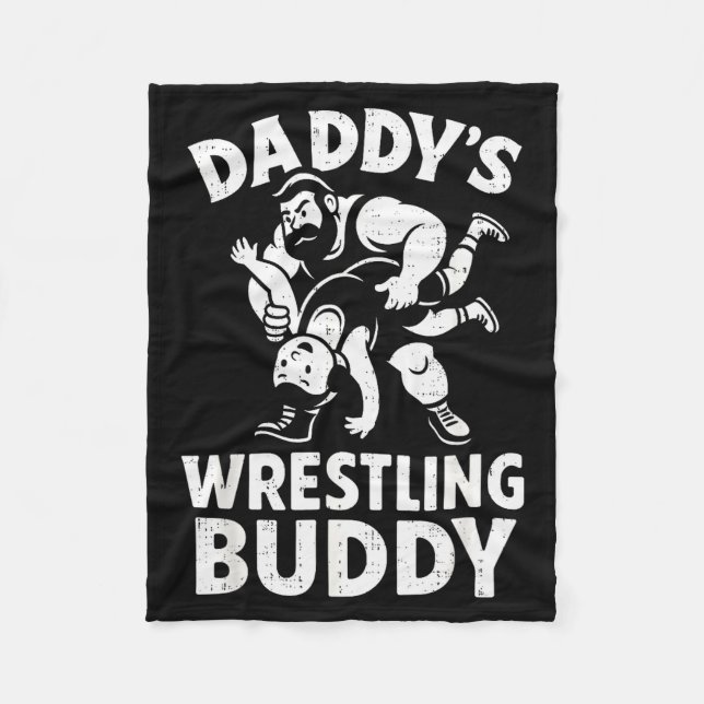 Funny Dad And Son Daughter Kids Wrestling Wrestler Fleece Blanket (Front)