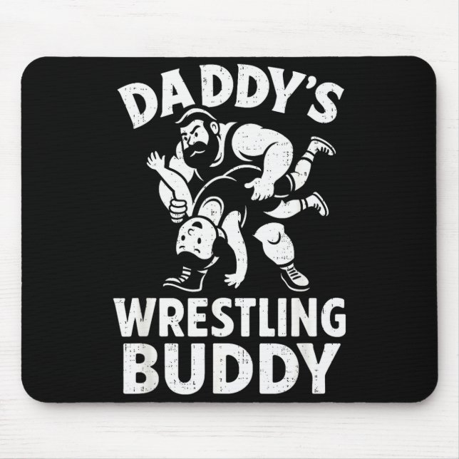 Funny Dad And Son Daughter Kids Wrestling Wrestler Mouse Mat (Front)
