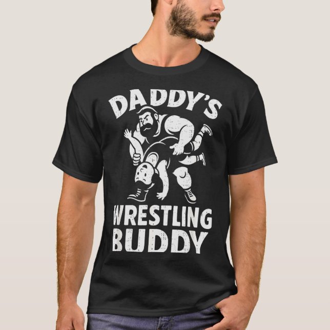 Funny Dad And Son Daughter Kids Wrestling Wrestler T-Shirt (Front)