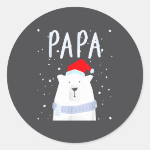 Funny Dad Bear Christmas Saint Hat Couples Family  Classic Round Sticker