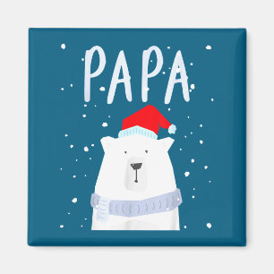 Funny Dad Bear Christmas Saint Hat Couples Family  Magnet