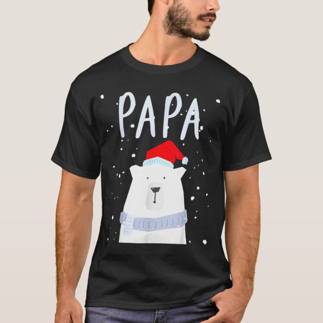 Funny Dad Bear Christmas Saint Hat Couples Family  T-Shirt (Front)