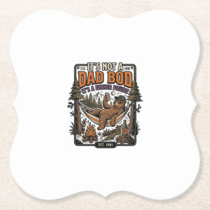 Funny Dad Bod Bear Camping Father Figure Shirt_1 Paper Coaster