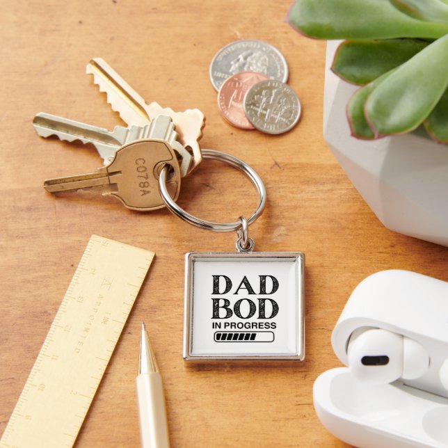 Funny Dad Bod In Progress | Black Loading Dad Key Ring (Desk)