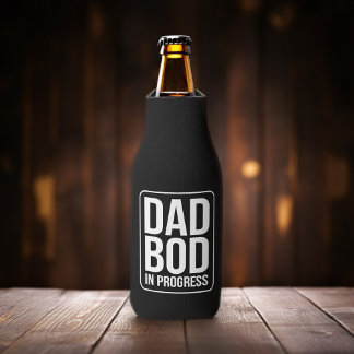 Funny Dad Bod in Progress Humour Fathers Day Black Bottle Cooler