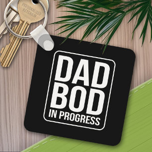 Funny Dad Bod in Progress Humour Fathers Day Black Key Ring