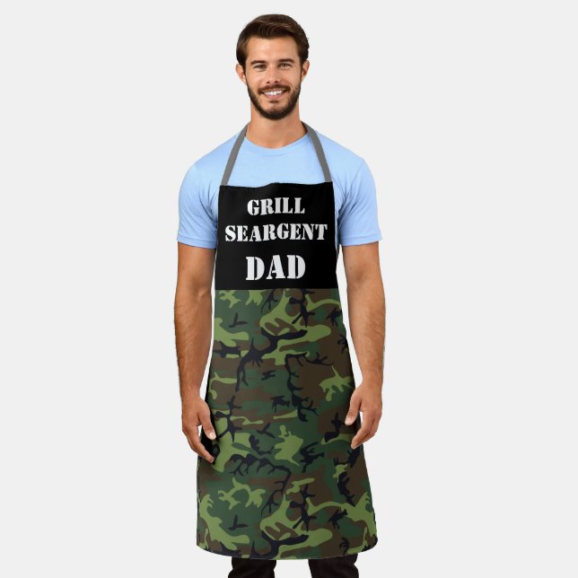 Funny Dad Camoflage Camo Grill Seargent Apron (Worn)
