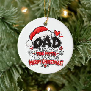 Funny Dad Christmas Bad Jokes Appreciation Gift Ceramic Tree Decoration