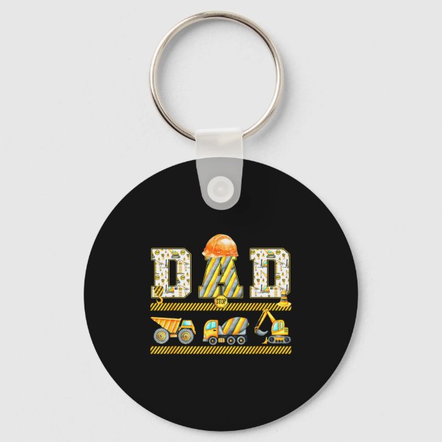 Funny Dad Construction Excavator Kids Matching Fam Key Ring (Front)