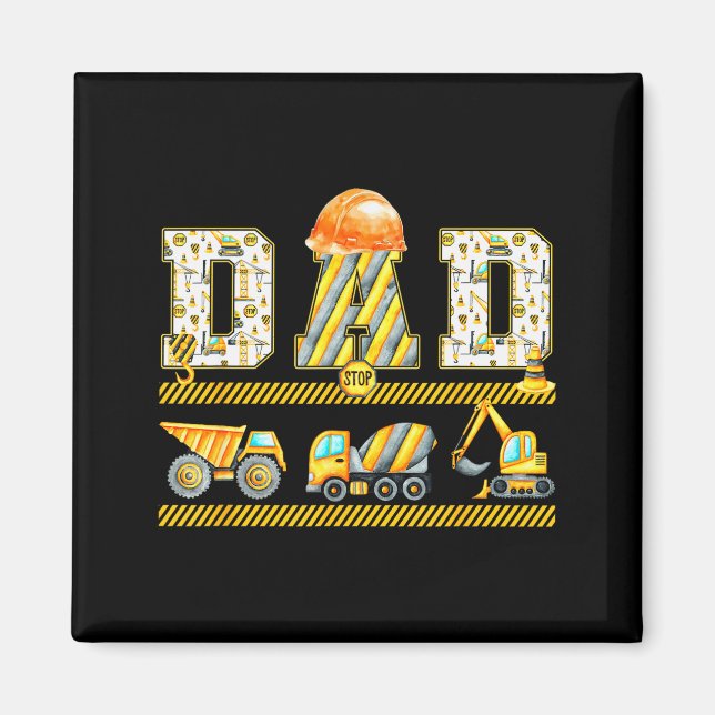 Funny Dad Construction Excavator Kids Matching Fam Magnet (Front)