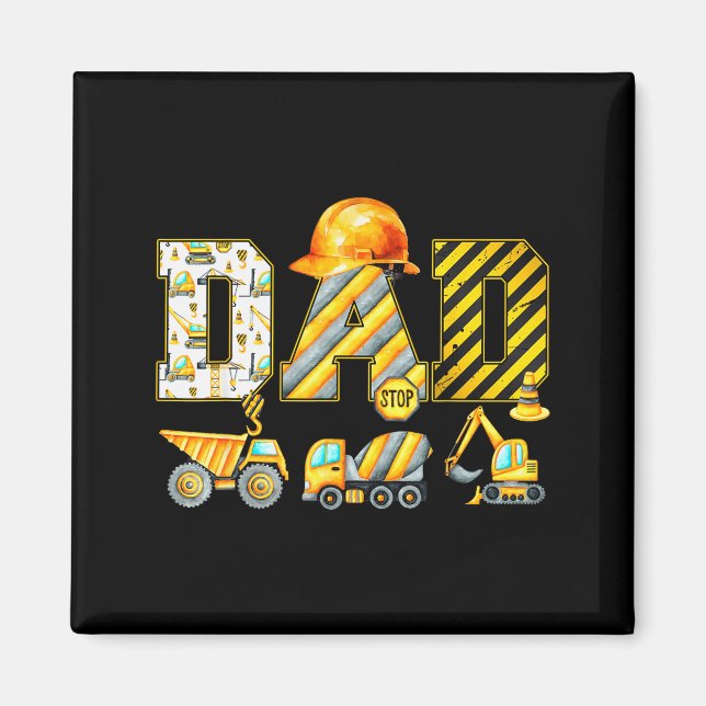 Funny Dad Construction Excavator Kids Matching Fam Magnet (Front)