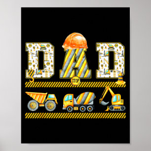 Funny Dad Construction Excavator Kids Matching Fam Poster