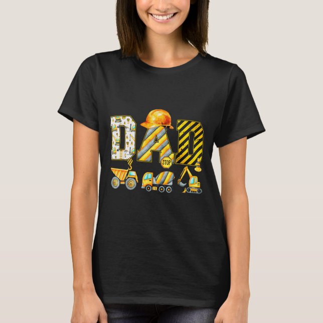Funny Dad Construction Excavator Kids Matching Fam T-Shirt (Front)