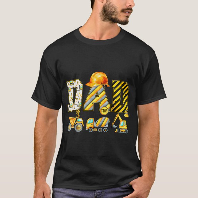 Funny Dad Construction Excavator Kids Matching Fam T-Shirt (Front)