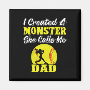 Funny Dad Daughter Coach Softll Created A Monster Magnet