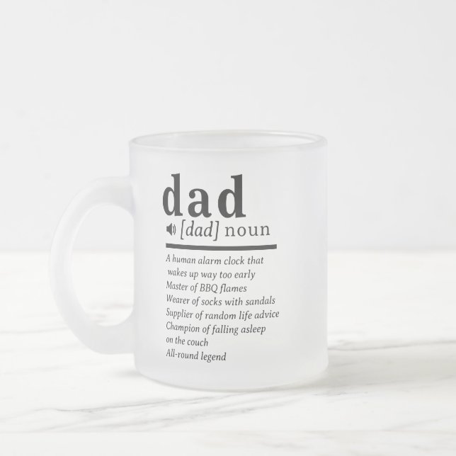 Funny Dad Definition Custom Frosted Glass Coffee Mug (Left)