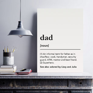 Funny Dad definition kids names black and white Poster