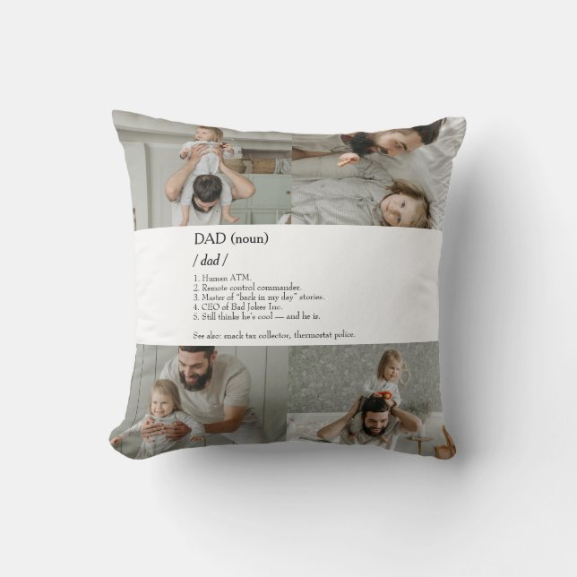 Funny Dad Definition Photo Collage Throw Pillow –  (Front)