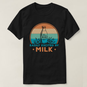 Funny Dad Easily Excited By Milk Retro Sunset T-Shirt