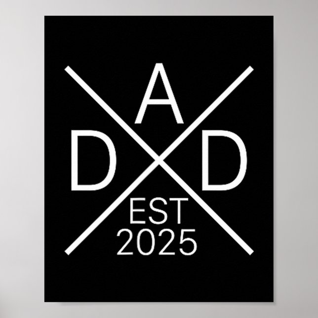 Funny Dad Est 2025 For New Dad Husband Baby Announ Poster (Front)