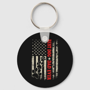 Funny Dad Fathers Day Dog Dad Usa Flag Key Ring